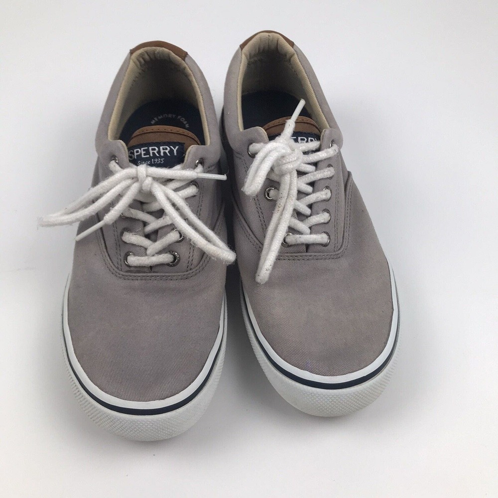 Sperry Shoe Mens 9M Sneaker Lace Up Casual Deck Boat Light Gray